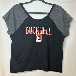 Champion Bucknell College Womens Tee‎ Crisscross Back Short Sleeve Grey Medium